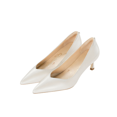 7or9白色高跟鞋女鞋羊皮通勤单鞋