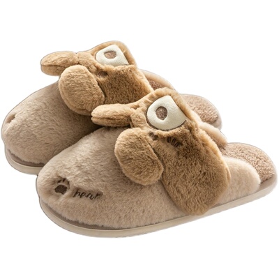 毛绒兔子棉拖鞋静音情侣