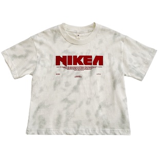 洋气扎染~男童纯棉短袖字母T恤2025夏季新款儿童圆领百搭半袖上衣