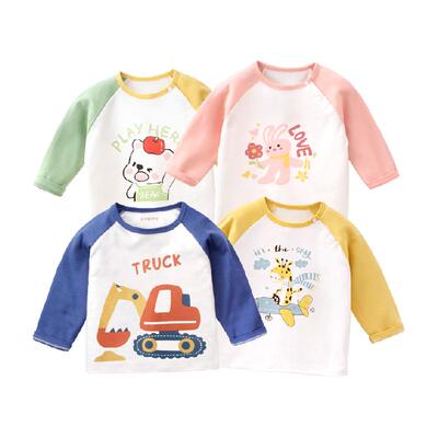 婴蓓依长袖纯棉男女童儿童t恤