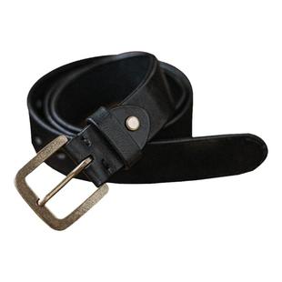 靛海阿美咔叽复古头层牛皮腰带黄铜针扣美式休闲皮带男士工装裤带