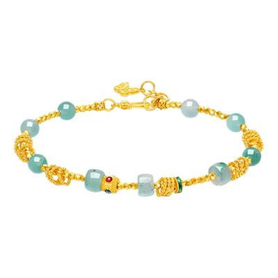 【中国黄金官方店】蝶梦墨韵古法手串时尚气质百搭新品足金首饰