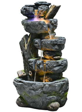 高山流水摆件循环水景别墅庭院入户门风水装饰物花园小院露台造景