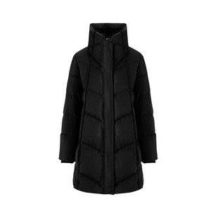 LAGOGO连帽通勤黑色羽绒女拉谷谷2025冬新款保暖厚外套OCYY43YB45