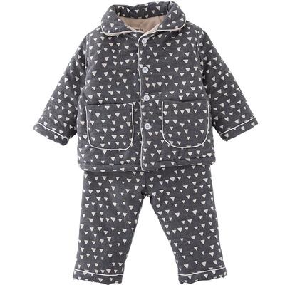 儿童睡衣冬季加厚款三层夹棉圆点