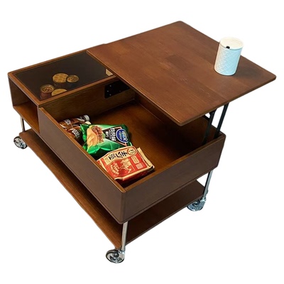 可移动茶几可折叠茶几边几中古风升降茶几移动家用小户型茶几