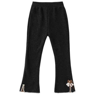 女童加绒裤子秋冬季一体绒喇叭裤