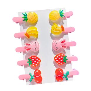 糖果色树脂儿童发夹可爱蝴蝶结水果发卡女童宝宝刘海夹边夹头饰品