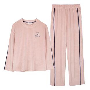 薄绒睡衣女海岛绒秋冬季薄款珊瑚绒保暖套头女士暖绒绒家居服套装