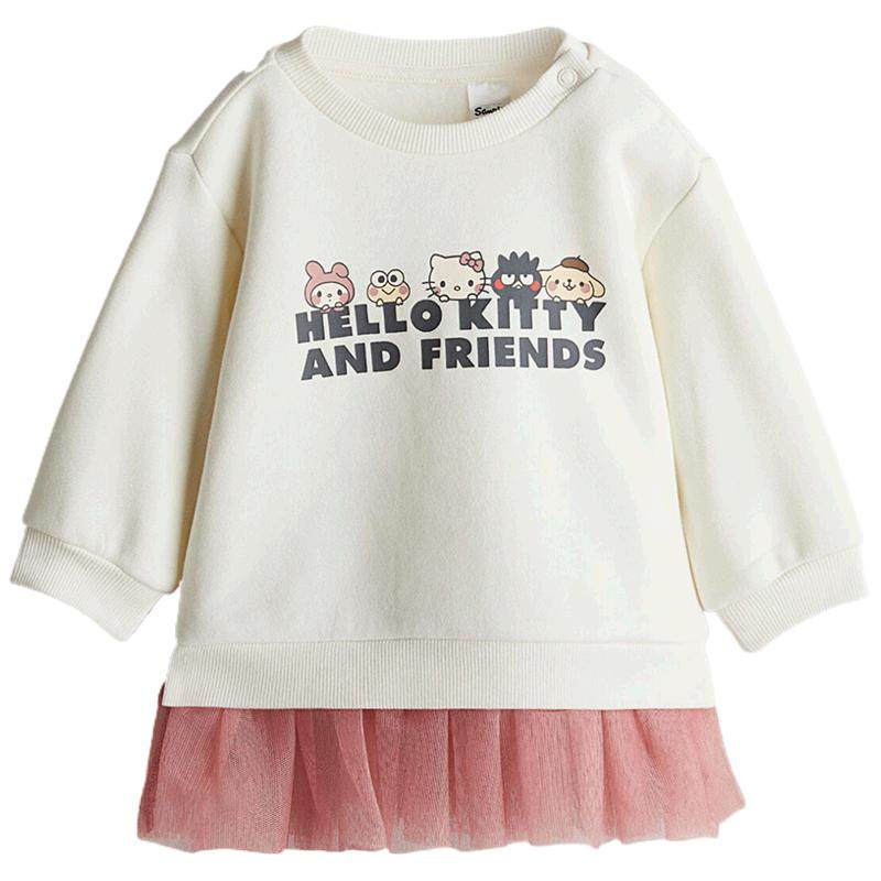 【三丽鸥系列】HM童装女婴裙子Hello Kitty薄纱裙摆卫衣裙1268859
