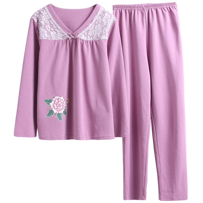 妈妈秋冬款中年老人家居服套装