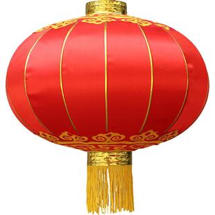 铁口大红灯笼新年中国红广告印字防水挂广场户外装饰绸缎绒布串联
