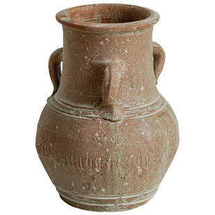 复古土陶花瓶做旧双耳陶瓷土罐手工制作粗陶花器摆件客厅家居饰品