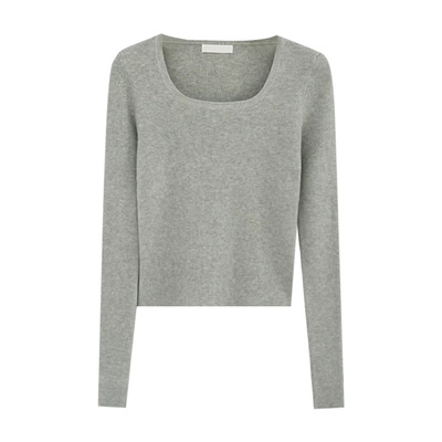 大码打底衫针织毛衣内搭方领上衣