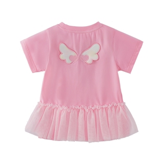 [7A抗菌]女童t恤6宝宝甜美网纱拼接衣服洋气夏装百搭休闲儿童上衣