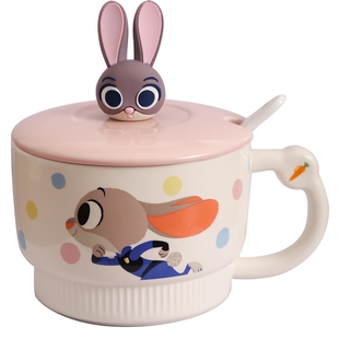 疯狂动物城早餐杯子大容量陶瓷马克杯学生宿舍燕麦片酸奶碗水杯女