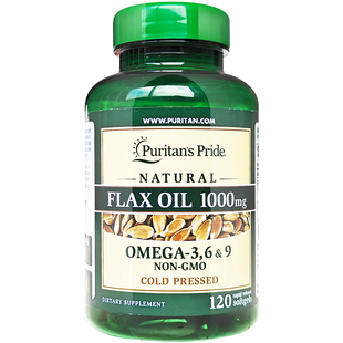 普丽普莱亚麻籽油胶囊omega3欧米茄3亚麻酸1000mg120粒美国进口