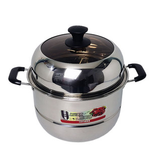 庆展双层不锈钢蒸锅家用二层蒸馍蒸鱼锅30 32 cm大号商用汤锅