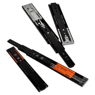 抽屉短款轨道黑色反弹滑轨阻尼反弹器按压式自弹侧装三节按弹导轨