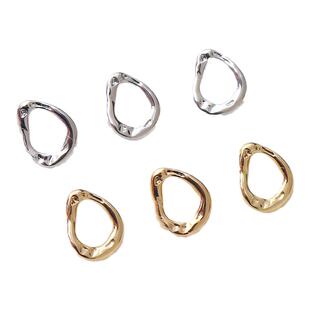 铜包18K真金镶锆石不规则带吊耳钉手工diy耳饰配件耳针制作材料