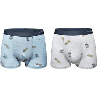 夏娃之秀两条装男士薄款平角裤性感舒适透气青年内裤四角裤头裤衩