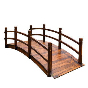 花园防腐木景观小木桥户外庭院水池装饰公园鱼池实木拱桥室外造景