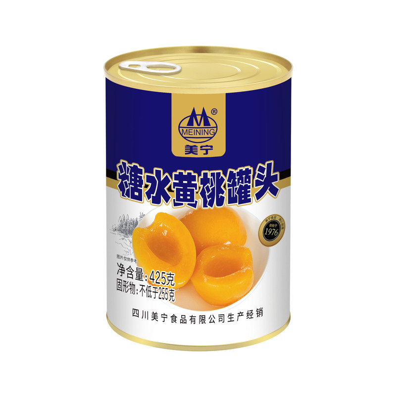 美宁糖水黄桃水果罐头425g正品整箱对开烘焙24罐品牌批发商用