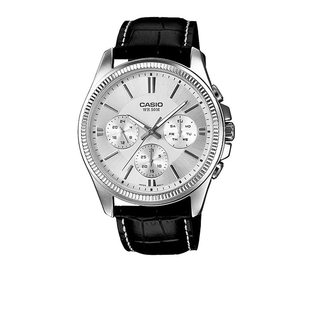 卡西欧商务休闲防水石英三眼潮流大表盘皮带手表MTP-1375L-7A