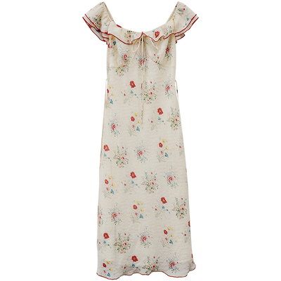 法式温柔碎花连衣裙夏新款荷叶边