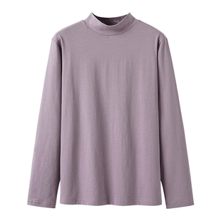 中领打底衫女纯棉保暖内衣上衣半高领女士秋衣秋裤套装薄款棉毛衫