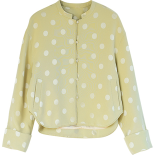 新中式外套春秋原创国风女装2025新款波点提花短款上衣盘扣设计感