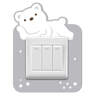 开关边框套卡通可爱客厅卧室墙面装饰亚克力防脏遮丑贴插座保护套