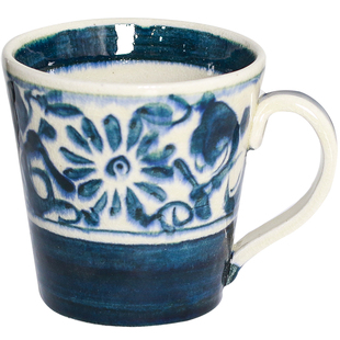 小葵川町屋日本原装进口宗山窑手绘复古青花陶瓷马克杯咖啡杯水杯