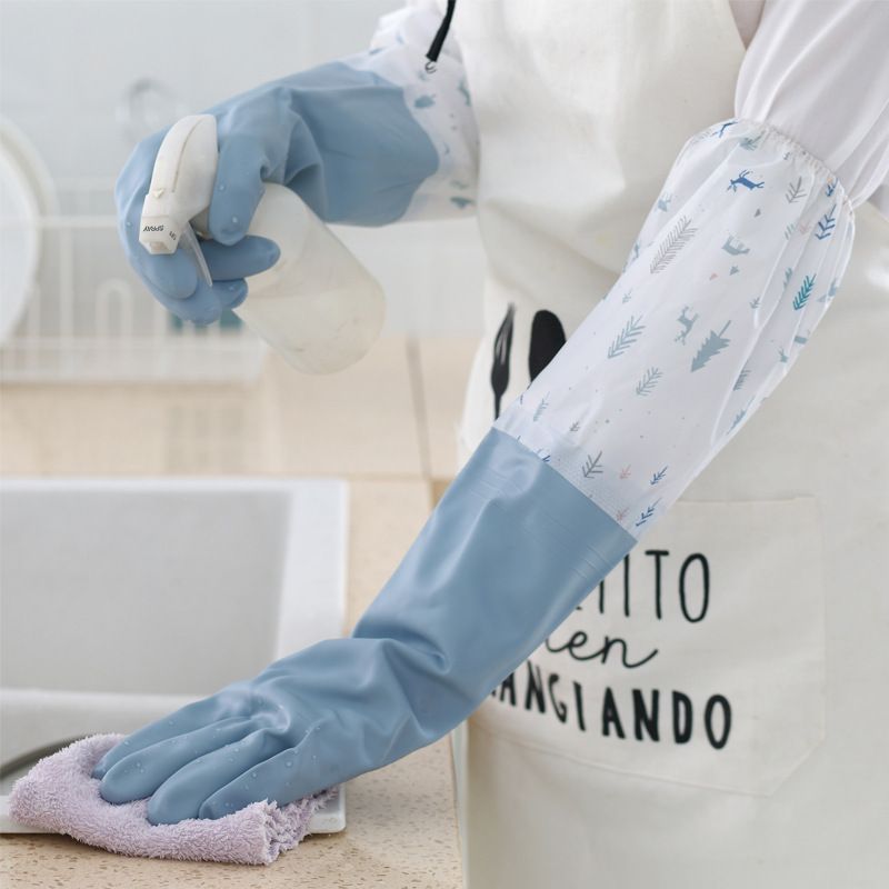 加长洗碗手套女橡胶胶皮加厚加绒耐用厨房洗衣服防水家务清洁秋冬