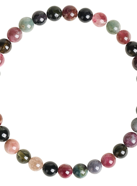 老料碧玺手链单圈多圈正品老矿彩虹色碧玺珠子散珠串珠单圈手串女