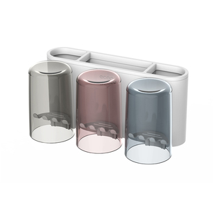 ecoco牙刷架壁挂式免打孔卫生间漱口杯置物架刷牙杯牙膏收纳沥水