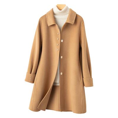双面羊绒大衣女中长款宽松双面呢大码羊毛中老年妈妈毛呢外套加肥