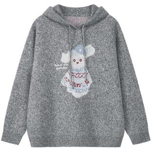 笛莎官方童装女童毛衣冬季新款大童女孩青少年学生连帽卫衣针织衫