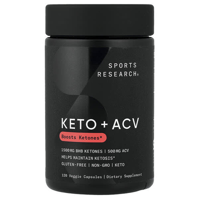 Sports Research,Keto + ACV, 120 Veggie Capsules