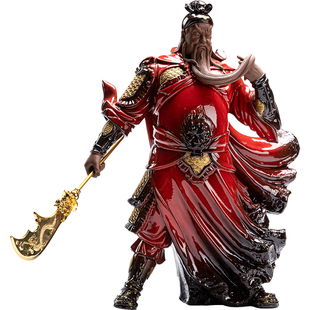 陶瓷关公摆件中式关羽武财神像家居玄关办公桌面招财装饰开业送礼