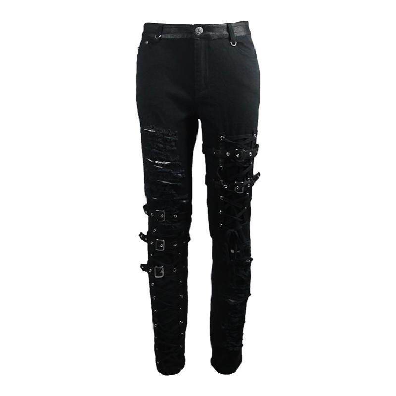 小破fashion恶魔绑绳摇滚长裤