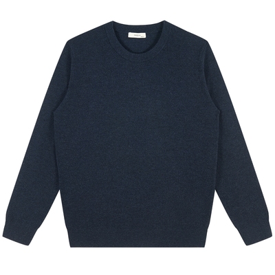 Hazzys哈吉斯冬季纯色圆领长袖羊毛衫保暖通勤休闲打底上衣男