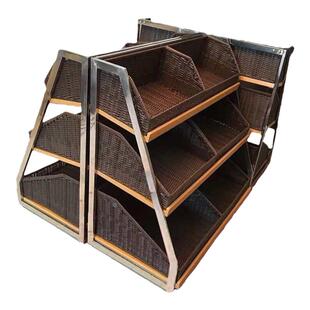 超市水果陈列筐堆头篮三层蔬菜斜口水果货架篮梯形收纳筐展示篮