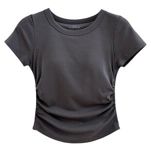 YH2.Chennnnn小宸家 基础不失调性自带胸垫抽褶收腰短款短袖T恤女