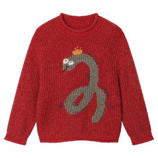 UOOYAA/乌丫2025春季新款贺岁潦草招财蛇套头毛衫