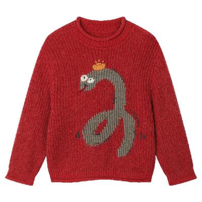 UOOYAA/乌丫2025春季新款贺岁潦草招财蛇套头毛衫