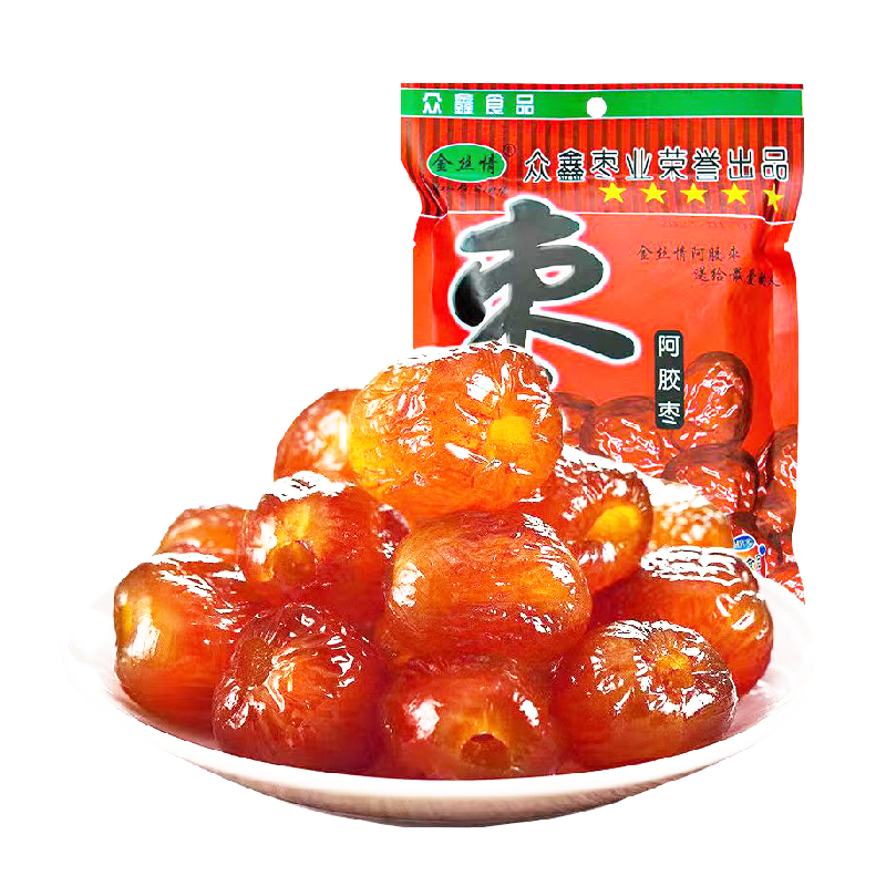 金絲情阿膠蜜棗252g無核蜜餞果脯果干大棗紅棗煲湯休閑零食特產(chǎn)