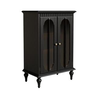 时余雷欧娜美式立柜中古风实木侧边柜法式客厅复古风长虹玻璃酒柜