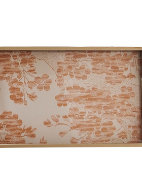 现代简约繁花金色圆形托盘装饰盘