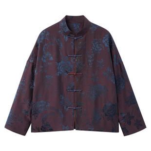 布小匠原创设计桑蚕丝交织提花气质外套女2025新款新中式国风上衣